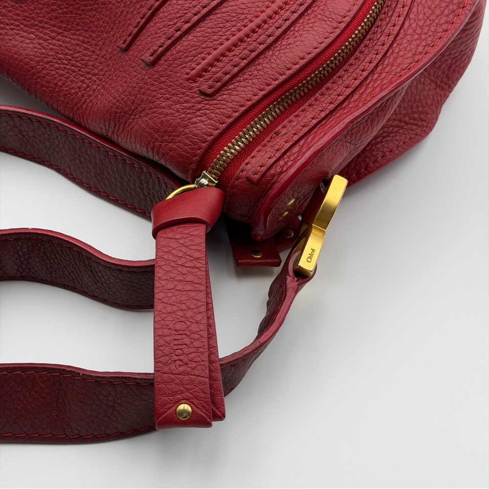 CHLOÉ MARCIE LEATHER CROSSBODY BAG – RED / BURGUNDY - Picture 8 of 12
